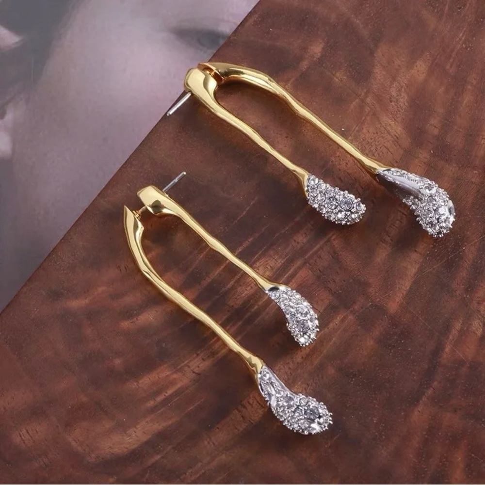 ALEXIS BITTAR Solanales Drop Gold & Crystal Front Back Link Earrings - LAST PAIR - Picture 2 of 10